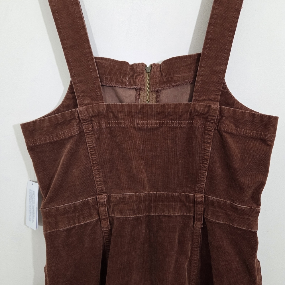 NWT American Eagle Corduroy Overall Dress Brown Mini Size 8 Fall Academia Cords - Picture 8 of 12